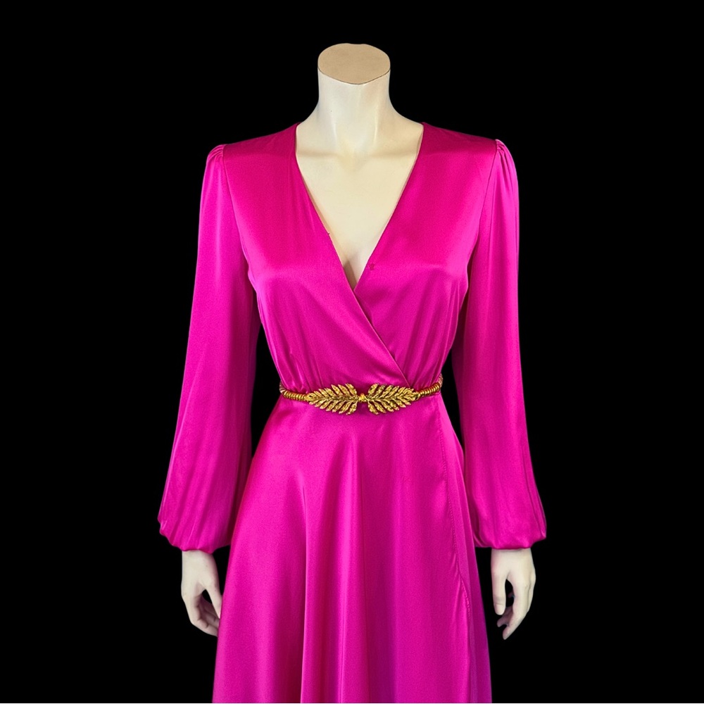 Ever New Fuchsia Long Sleeve Wrap style Dress 4 NWOT - Picture 2 of 10